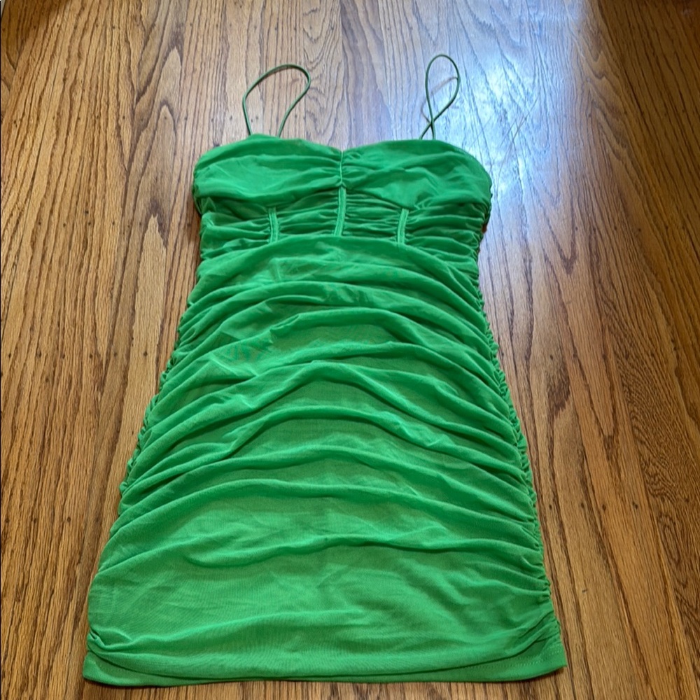 Revolve Superdown Green Ruched Strapless Mini Dre… - image 2